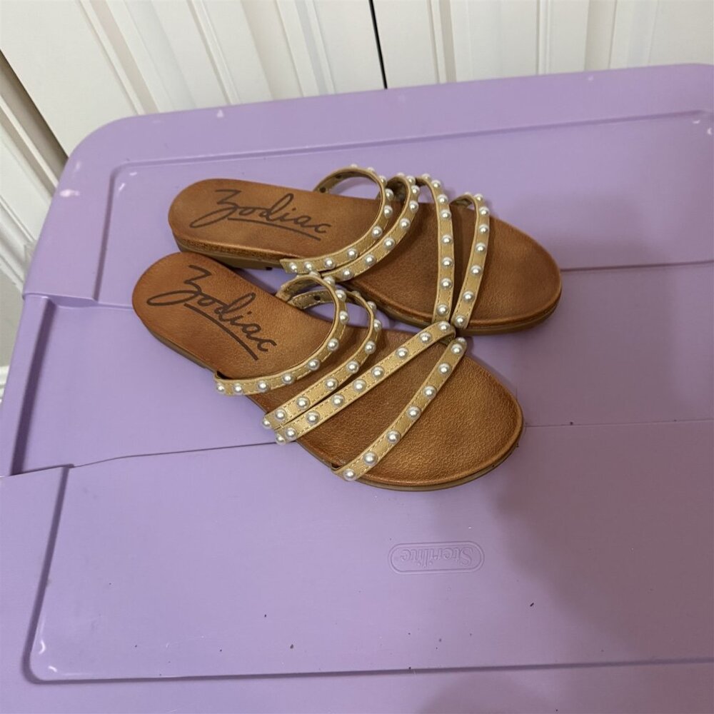 Zodiac Nora Pearl Sandals Strappy Brown Tan Womens 9 - Picture 2 of 7